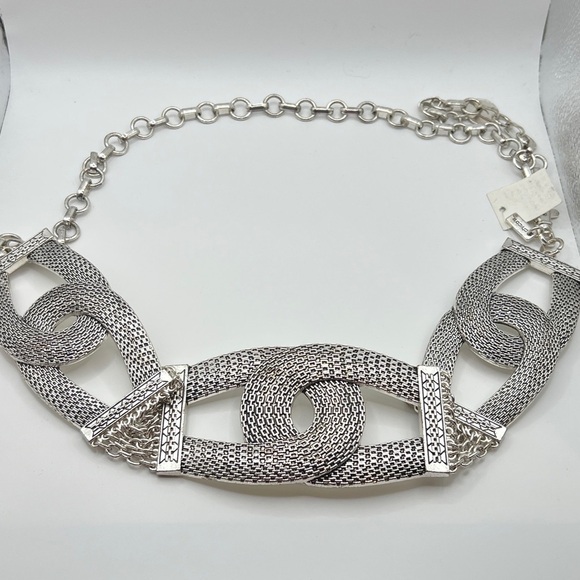 CHICO’S Women’s Silver Tone Zinc & Steel Chain Belt Size S/M NEW - Picture 1 of 4